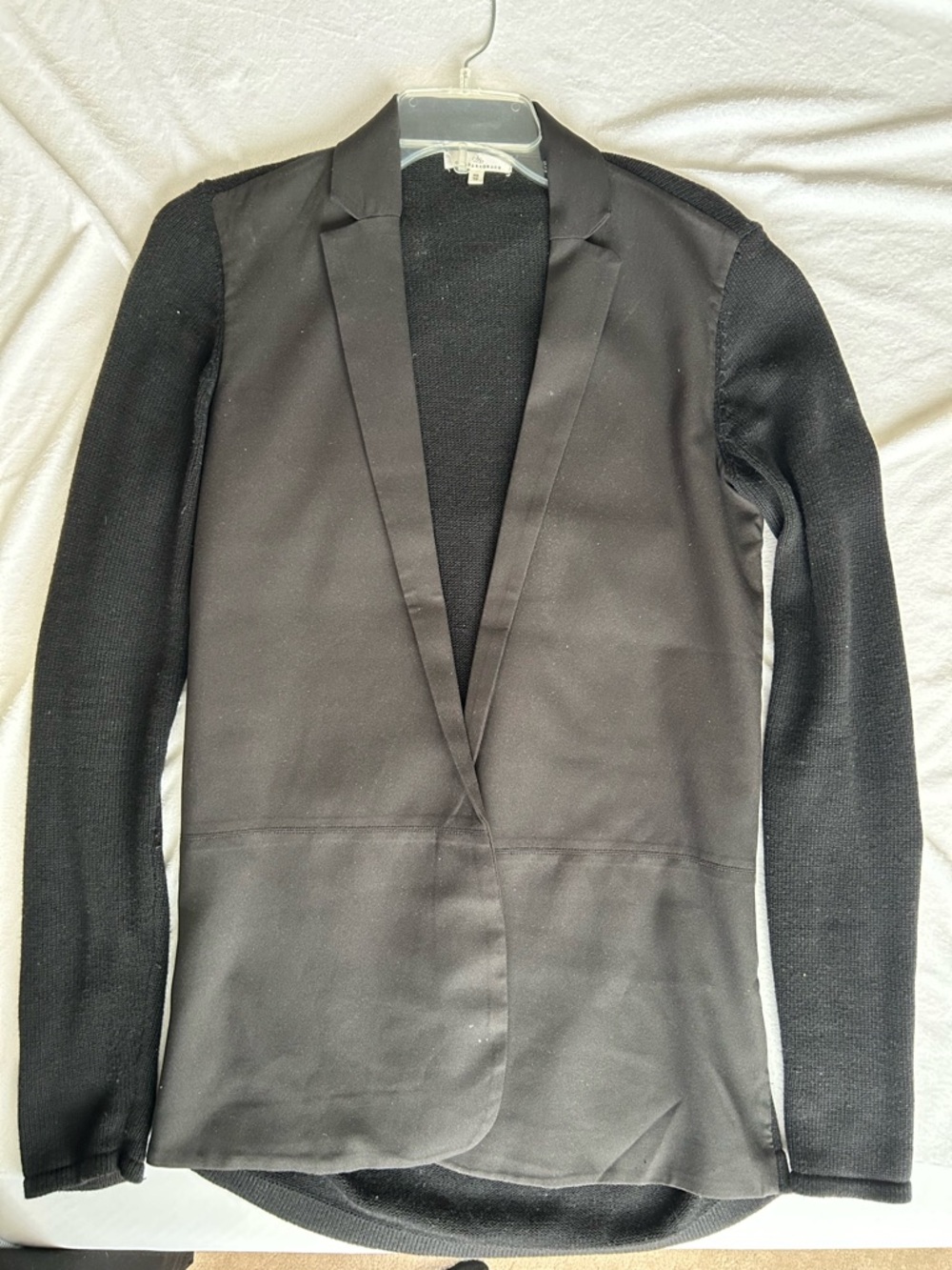 Black Mixed-Media Open Blazer
